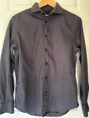 Thomas Dean Men’s Slate Gray Casual Button-Down Shirt medium